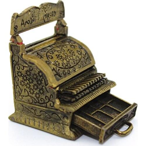 57EE 1:12 Scale Vintage Metal Cash Register Model Miniature DIY Dollhouse Home Decor Simulation Furniture Toy