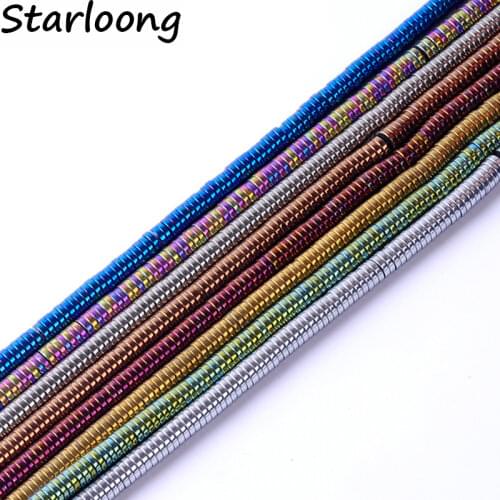 Top quality 1*4mm Natural stone bright multi-color flat round loose spacer hematite beads for DIY jewelry necklace making