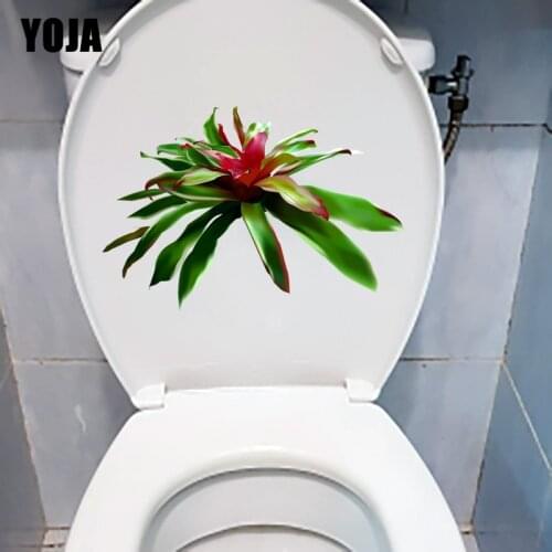 YOJA 22.3X15CM Real Shot Tropical Plants Fashion Toilet Sticker Fresh Home Room Decoration Wall Decal T1-1626