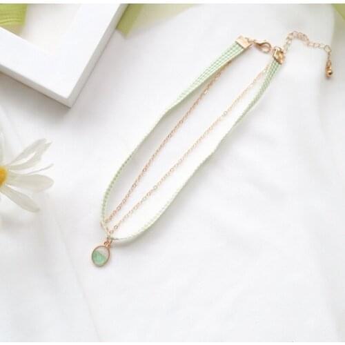 Fashion Necklace New For Women Jewelry Double Peppermint Candy Water Wave Chain Pendant Collar Clavicle Chain 2021 Summer