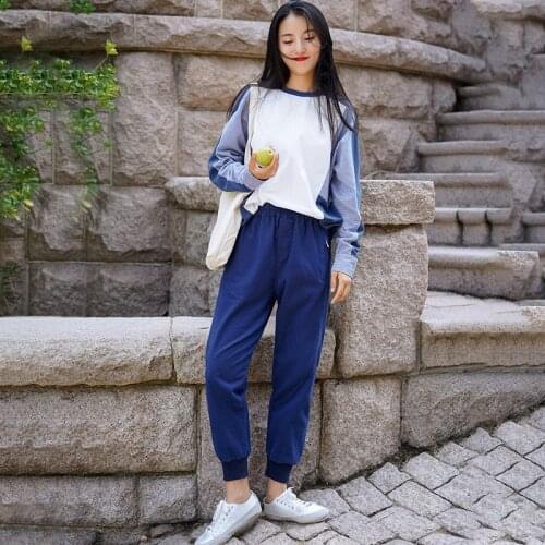 Women Loose Autumn Solid Color Elastic Waist Pants Ladies Vintage Pants Female 2020 Trousers