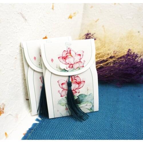 16 Sheets/Set Retro Chinese style Postcard with Small Tassel/Greeting Card/Message Card/Birthday Letter Envelope Gift Card