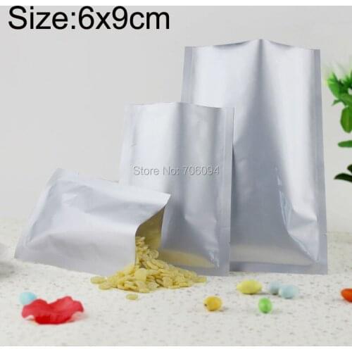 200PCS 6*9cm(2.36'' * 3.54'') 200micron Pure silver Aluminum Foil Bag Heat Seal Foil Bag Powder/Spice/Cooked Food storage pouch