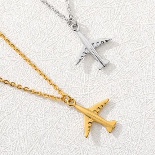 2020 Fashion Vintage Cute Airplane Pendents Necklace For Women Children Gold Female Long Chain Jewelry Best Friend Gifts