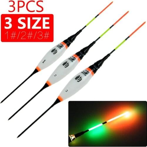 3Pcs Luminous LED Light Electronic Vertical Night Fishing Float Buoy fishing float