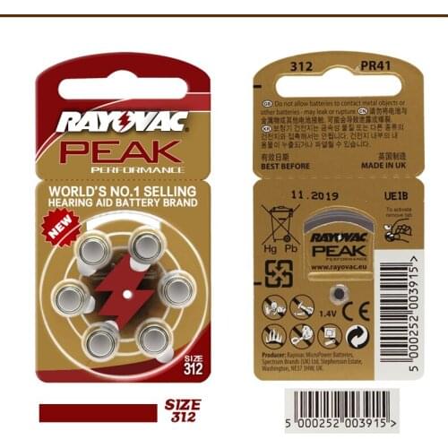 30PCS A312 battery Hearing Aid Batteries A312 312A ZA312 312 PR41 U Button battery