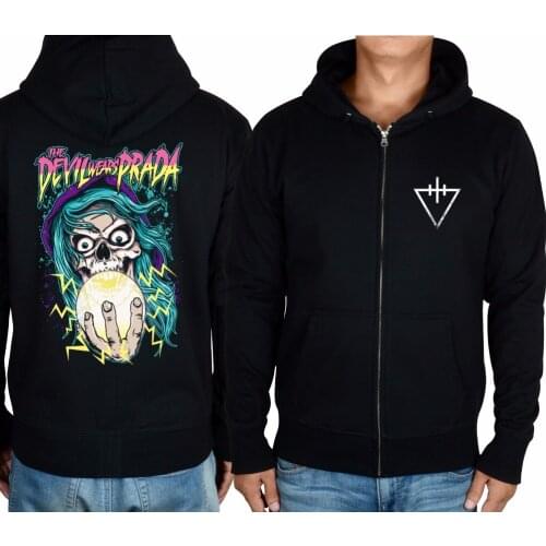 4 styles Zipper The Devil Wear P Rocker Cotton Rock Hoodies sudadera shell jacket punk metal sweatshirt fleece cute wizard