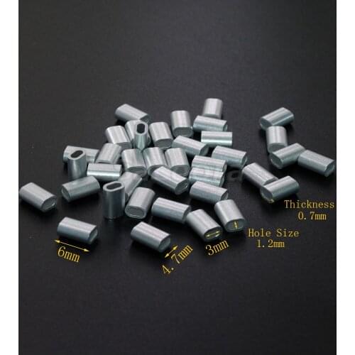 5000pcs/pack 3/64"(1.2mm) Aluminum Cable Crimp Sleeve Cable Ferrule Stop for Snare Wire Rope Clip Swage Trap Barrel Fitting