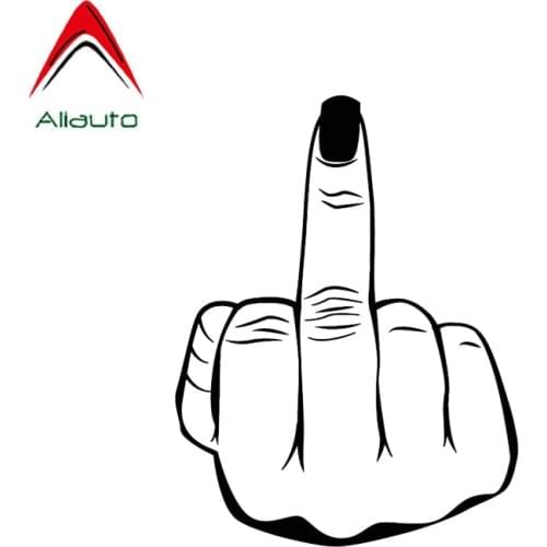 Aliauto Personality Car Sticker Middle Finger Girl Nail Vinyl Decal Cat Silhouette Graphics Accessories Black/Silver,10cm*13cm
