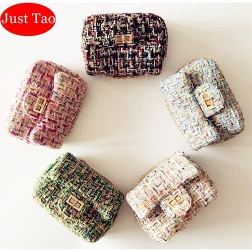 DHL Free Shipping Just Tao Childrens Tweed leather purse coin wallets Kids fashion shoulder bags Toddlers messenger Bag JTD006