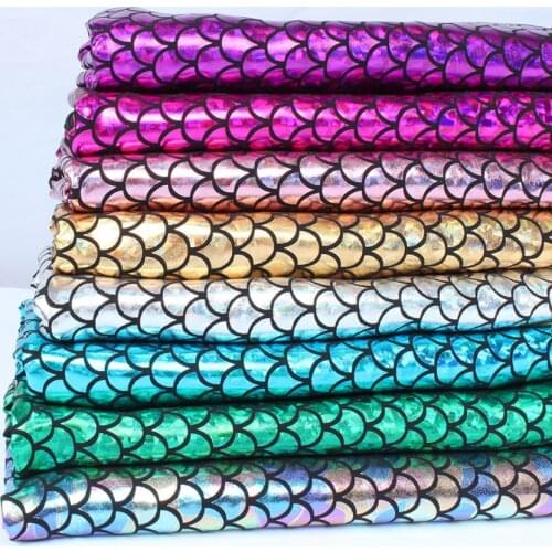 Sparkly Hologram Spandex Mermaid Printed Swimsuit Fish Scale Fabric Stretch fabric Dancer Swimwear - 60" Wide by the Yard