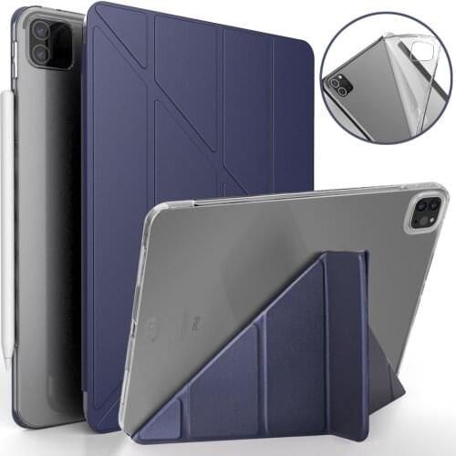 Case For iPad Pro 11 2020 PU Leather Multi-Fold Stand Smart Cover For iPad Pro 12 9 2020 case TPU Silicone soft back Tablet case