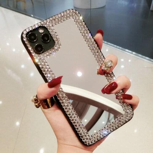 Glitter Bling Rhinestone Gem diamond phone case for apple iphone 12 Pro Max 11 6 7 8 X XS Max XR Mirror protection cover