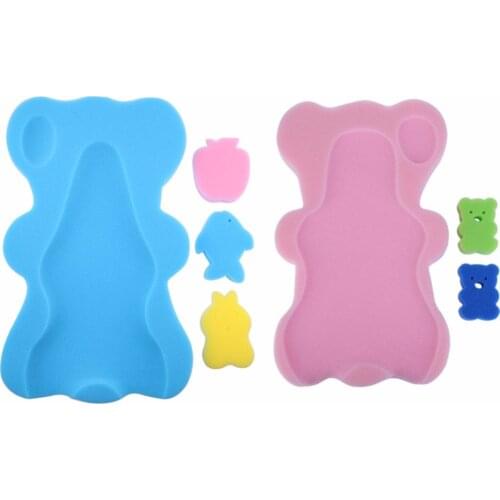 Baby Bath Holder Non-slip Bed Infant Shower Sponge Cushion Cartoon baby Bath Mat Newborn Baby Shower Nets Bath Pad 2 Colors