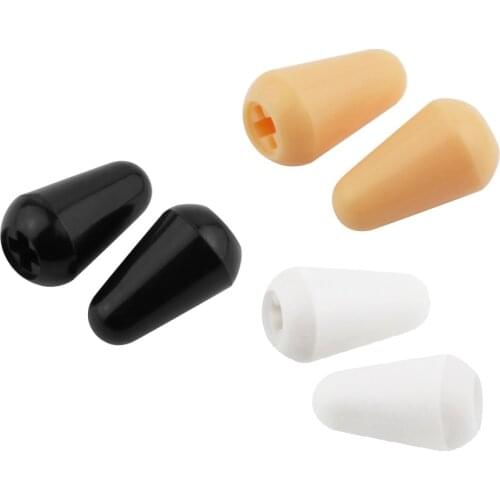 FLEOR 6pcs Plastic 5 Way Switch Tip Knob Volume Button Cap Pickup Selector Switch Tips Guitar Parts ,Black / White /Yellow