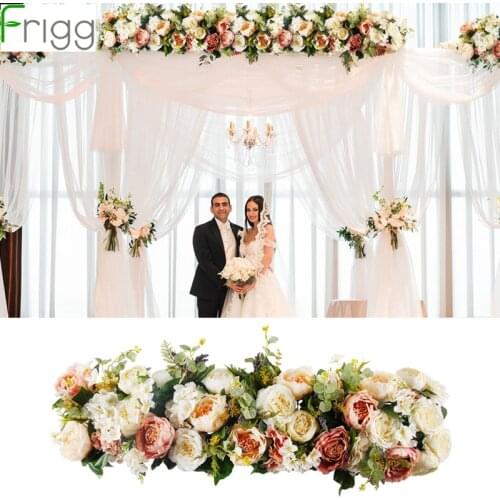 Frigg 1M Artificial Rose Flower Row Wedding Decor Flower Wall Road Cited Arched Door Shop Silk Flower Row Wedding Supplies