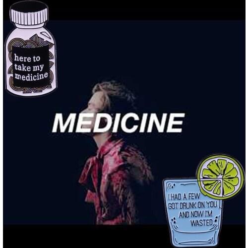 Harry Styles Song - Medicine Lyrics Inspired Enamel Pin Pills Bottle Aesthetics & Lemon Cocktail Badge Music Fans Awesome Collec