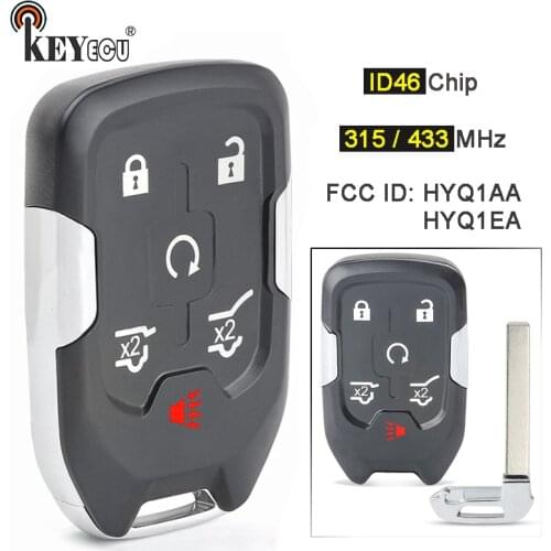 KEYECU 315MHz / 433MHz HYQ1AA / HYQ1EA Smart Remote Key Fob 6 Button for Chevrolet Tahoe GMC YUKON XL 2015-2020