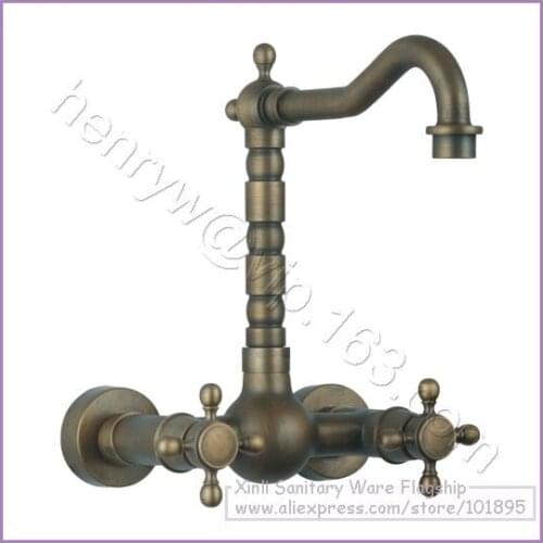 L16317 - Luxury Double Handle Wall Mounted Hot & Cold Water Kitchen Mixer
