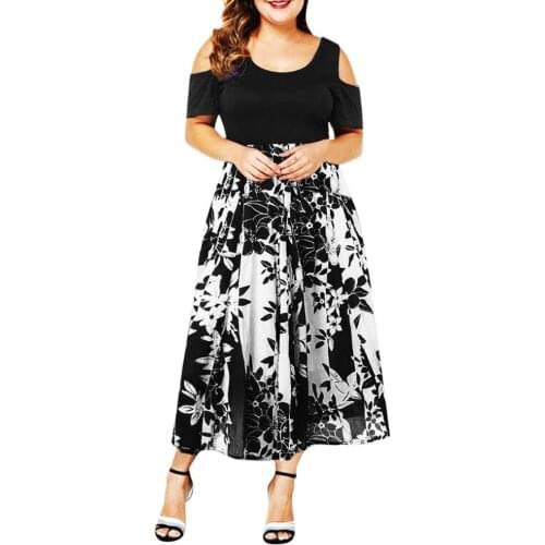 Summer Dress Woman 2021 Sexy Off Shoulder Floral Print Ball Gown Maxi Dresses Casual Plus Size Slim Office Long Party Dress 5XL