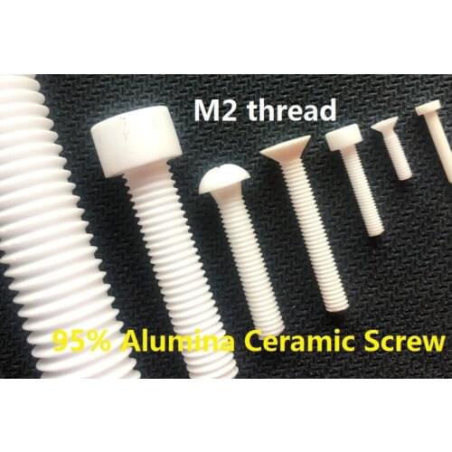M2 aluminium oxide ceramic Screw 95% Alumina Ceramic Screw anti-corrosion Cross countersunk head screw hexagon socket bolt