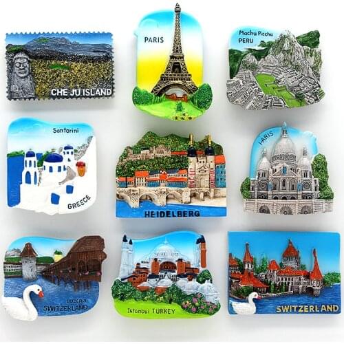 Fridge magnets France Paris Switzerland Turkey tourist souvenir 3D magnetic refrigerator paste Collection Gifts room decoration