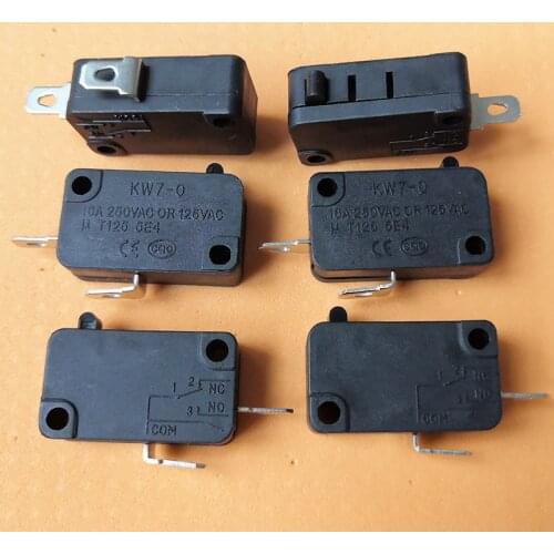 KW7-0 Microswitch Micro Switches for Microwave Oven Game Machines Electric Cookers 16A 125VAC/250VAC 1NO 1NC 2Pins 3 Pin, 6-Pack
