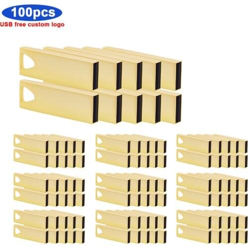Mini metal 100pcs/lot Personalize logo free USB 2.0 Flash Drive 64gb 4gb 8gb Pen drive 16gb 32gb 128gb pendrive usb memoria gift