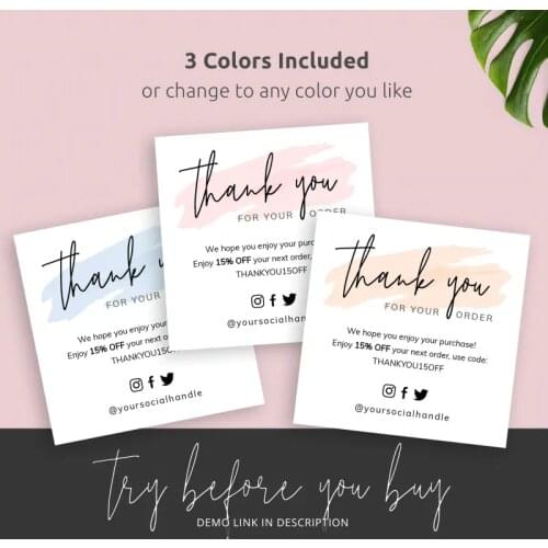 MINI Thank You Card Watercolor