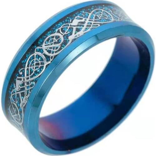 Fashion Personality Gift Ring Exquisite Dragon Pattern Stainless Steel Six-Color Neutral Ring 2021 Trend New Product Party Gift