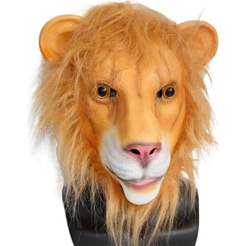 Halloween Fancy Dress Headgear Lifelike Lion Latex Mask Animal Cosplay Party Props