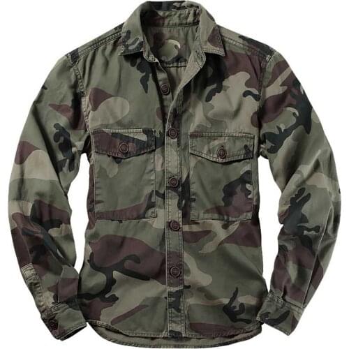 Trendy Camouflage Shirts Man Military Army Style Shirt Long Sleeve Shirts Density Cotton Cloth Tops Cargo Shirts Men Clothes