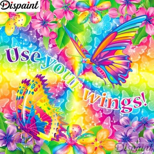 Dispaint Full Square/Round Drill 5D DIY Diamond Painting "Flower butterfly" Embroidery Cross Stitch 3D Home Decor A12661