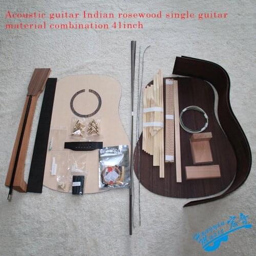 41inch OM D-Type Rounded Corner Acoustic Guitar DIY Kit African Mahogany Okoume Neck Rosewood Back Side Ebony Fingerboard