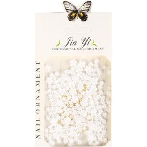 Delicate Solid Color Five-petal White Flower Manicure Art Decoration for Photography