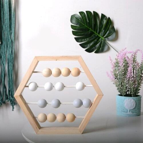 Nordic Natural Wooden Abacus with Beads Craft Baby Early Learning Educational Toys Scandinavian Style Children Room Decoration