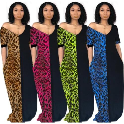 New Style African Womens Clothing Dashiki Fashion Leopard Grain Printed Stretch Long Dress Size S M L XL XXL XMY429