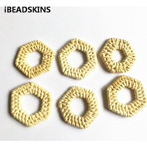 New arrival! 20pcs/lot 42mm or so Rattan hexagon-shape charm beads for Jewelry DIY (Design as shown)