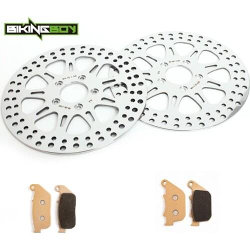 BIKINGBOY Front Rear Brake Disks Discs Rotors Pads Sportster XL 883 L Low XL883R XL 1200 C Custom 04-13 Nightster 08 09 10 11 12