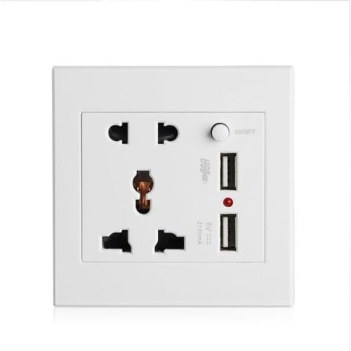 Switch 2.1A Dual USB Wall Socket Charger AC/DC Power Adapter Plug Outlet Panel w/Switch