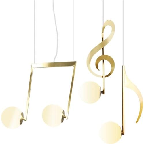 Nordic Gold Musical Notes Pendant Lights Bedroom Modern Luxury Dining Room Restaurant Aisle Bar Designer Hanging Lights Lighting