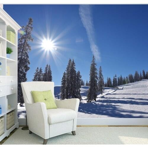 Custom landscape Textile Wallcoverings,sunrise forest snow tree,3D photo mural for living room bedroom background wall wallpaper