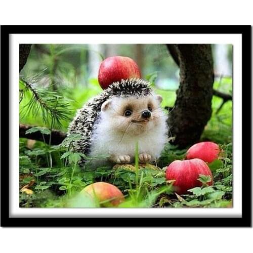 Lovely hedgehog 5D Diamond Embroidery Round drill Cross Stitch diy Needlework Rhinestone Home Decor Diamond Painting Z112