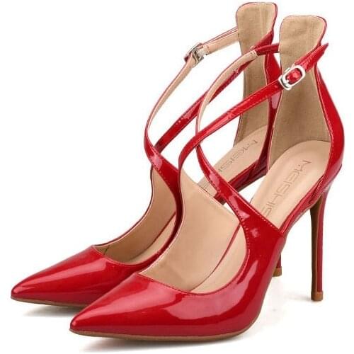 Patent Leather Shoes Women New Brand Design Classcial Pumps Pointed High Heels Shallow Ladies Shoes Wedding Shoes J0053