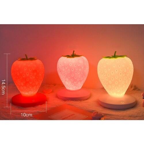 Creative Home Strawberry Night Light USB Charging Bedside Decoration Atmosphere Light New Strange LED Silicone Eye Table Lamp