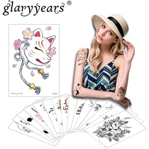 Glaryyears 1 Sheet Temporary Tattoo Sticker Fake Tatoo Fashion Flash Tatto Waterproof Small Body Art Men Women SC#02