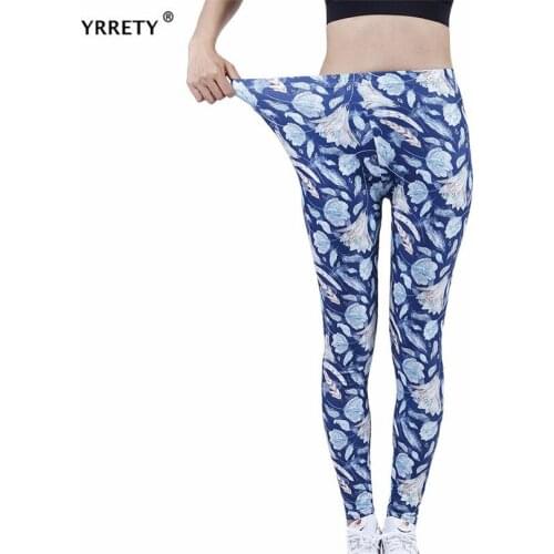YRRETY Women Push Up Leggings Sexy High Waist Spandex Workout Casual Fitness Female Wheat Ear Flower Pattern Printing Jeggings