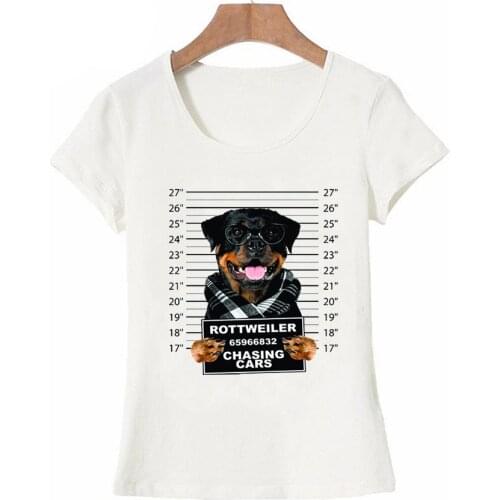 Women’s New Fashio Jack Russell Rottweiler Terrier Dog Print T-shirt 90s Summer Short Sleeve Hipster T