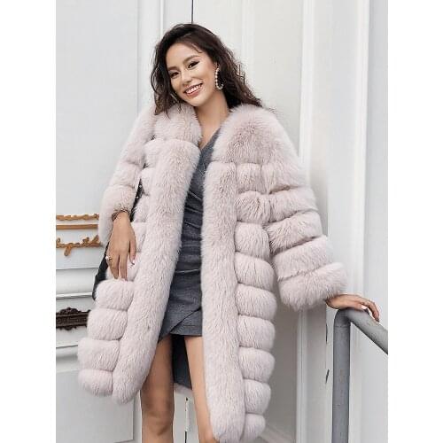 JANEFUR Sooth Fox Fur Coat Natural Fur For Women Real Fur Jacket Winter Jacket