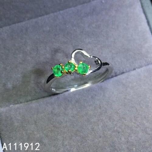 KJJEAXCMY fine jewelry natural Emerald 925 sterling silver new adjustable gemstone women ring support test popular lovely